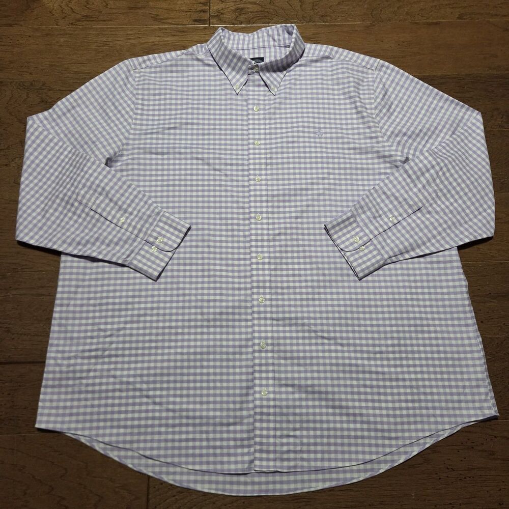 BROOKS BROTHERS Stretch Non Iron Cotton Purple Check Long Sleeve Shirt 3XLT